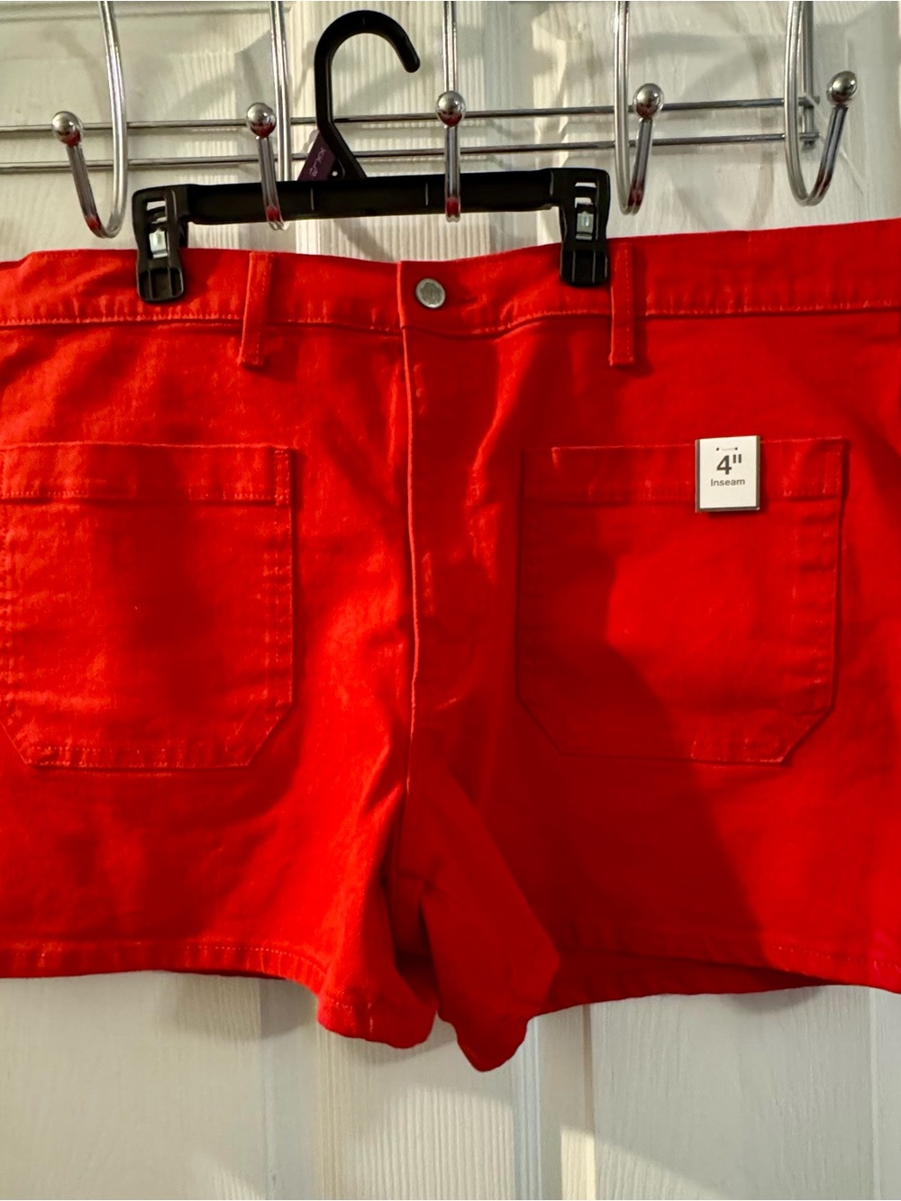 Time and Tru Bold Red High-Rise Jean Shorts